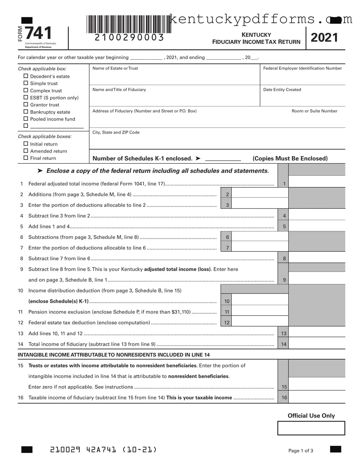 Fill Out Your 741 Kentucky Form