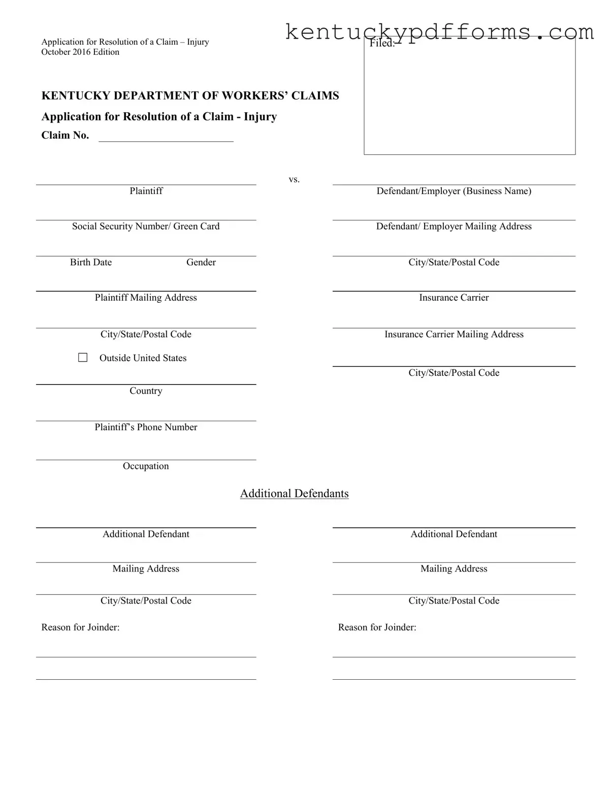 Fill Out Your Kentucky 101 Form