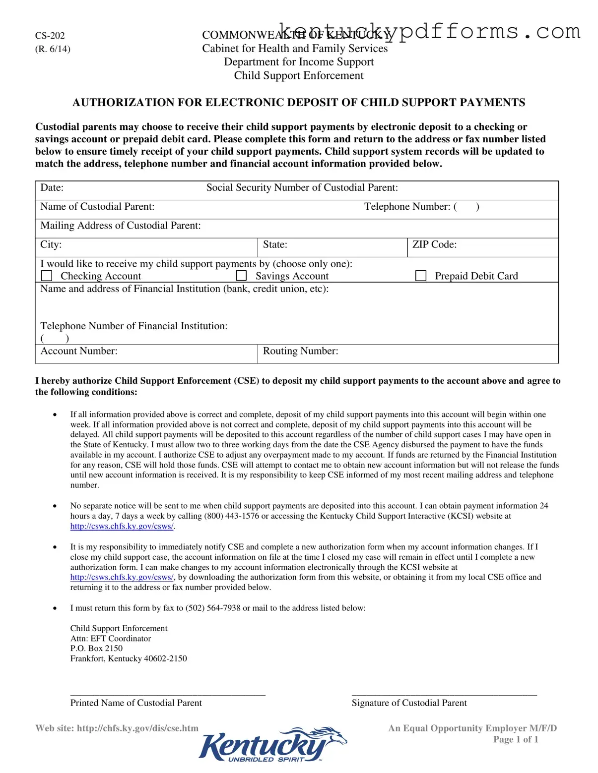 Fill Out Your Kentucky Cs 202 Form