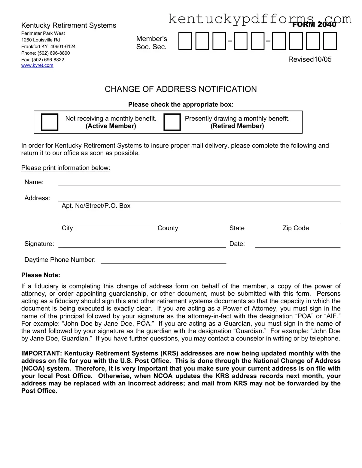 Fill Out Your Kentucky Form