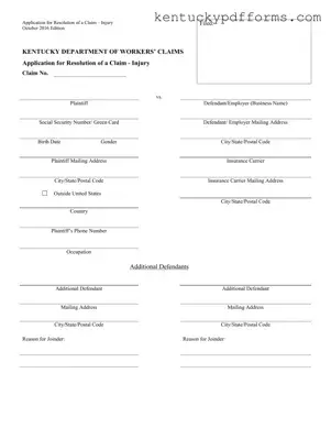 Fill Out Your Kentucky 101 Form