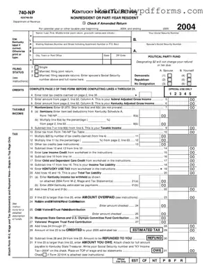 Fill Out Your Kentucky 740 Np Form