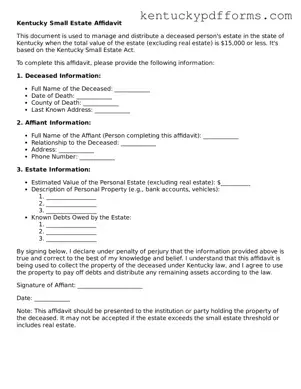 Kentucky Small Estate Affidavit Document