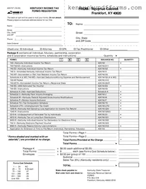 Fill Out Your Kentucky Tax Requisition Form