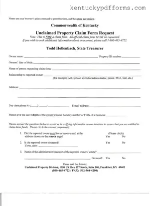 Fill Out Your Kentucky Unclaimed Property Reporting Form