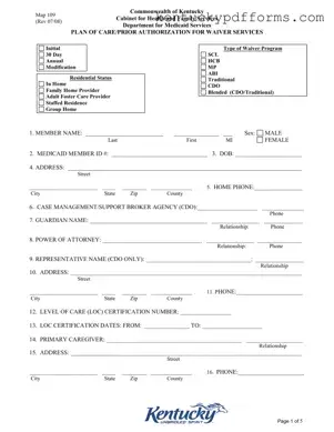 Fill Out Your Map 109 Kentucky Form